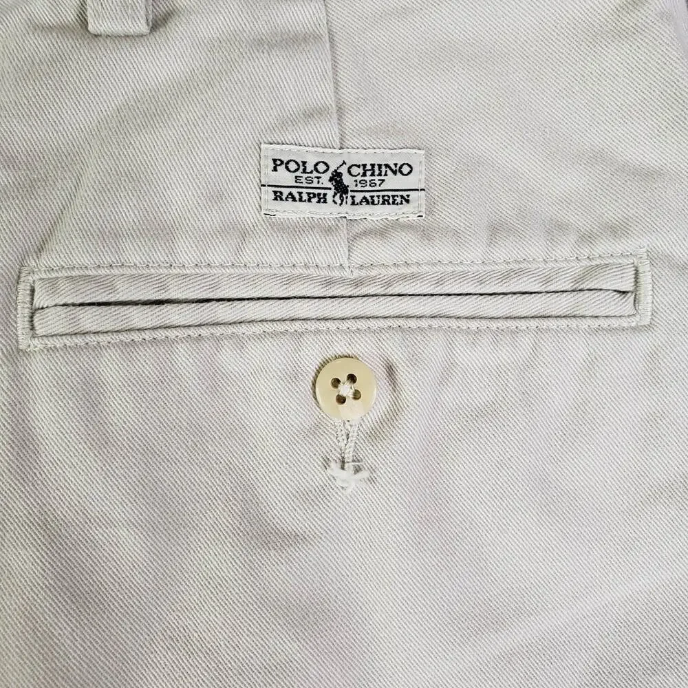 Vintage Polo Ralph Lauren Tyler Shorts Mens Size 40 Khaki Pleated Chino Cotton